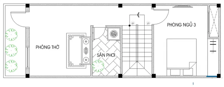 Tư vấn thiết kế nhà ống 3 tầng 4x14m