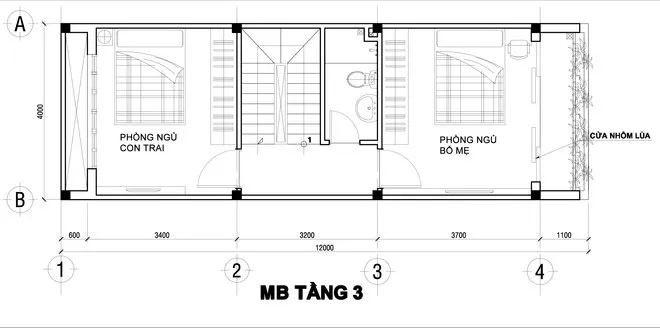 Tư vấn thiết kế trọn gói nhà ống 3 tầng 1 tum tại Yên Bái