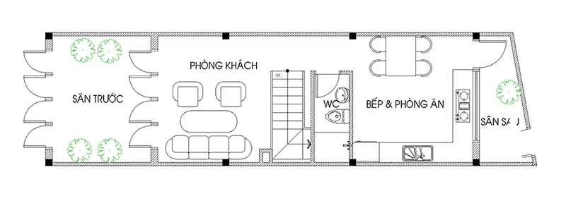 Tư vấn trọn gói mẫu nhà ống đẹp 3 tầng 6m