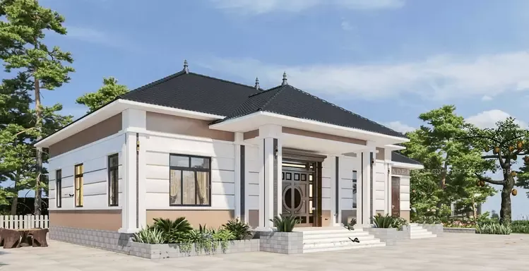 Vu vơ ngắm nhìn nhà 1 tầng 4 phòng ngủ 120m2 an yên và xinh xắn