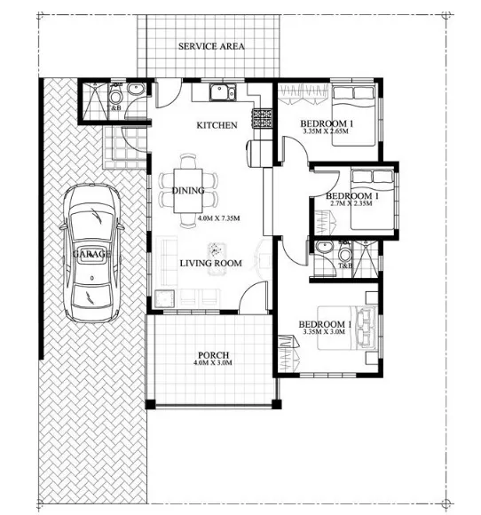 3 mẫu nhà cấp 4 mái lệch 3 phòng ngủ đáng xây ngay và luôn