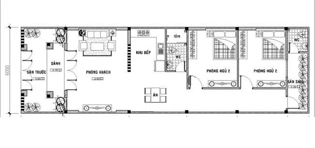 3 phương án bố trí mặt bằng cho mẫu nhà cấp 4 đẹp 6×25 hiện đại