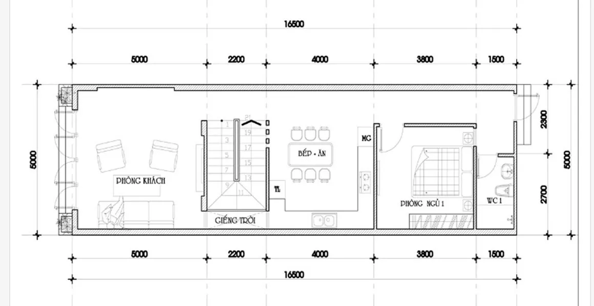 4 mẫu nhà ống 2 tầng 3 phòng ngủ 5×17 đẹp miễn chê