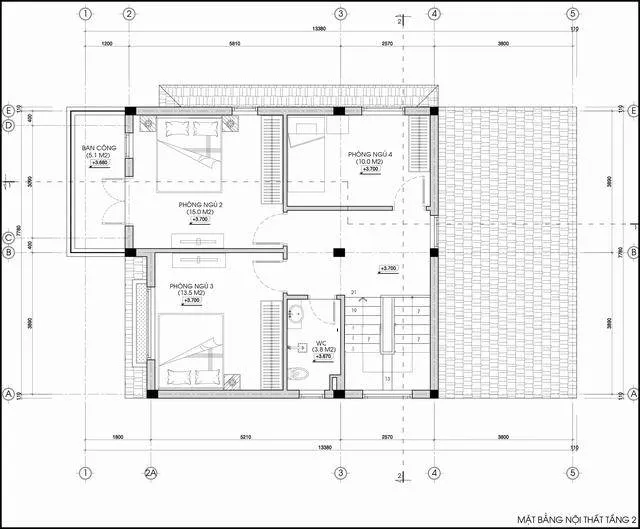 5 mẫu nhà 2 tầng 4 phòng ngủ 100m2 đầy đủ công năng và tính thẩm mỹ