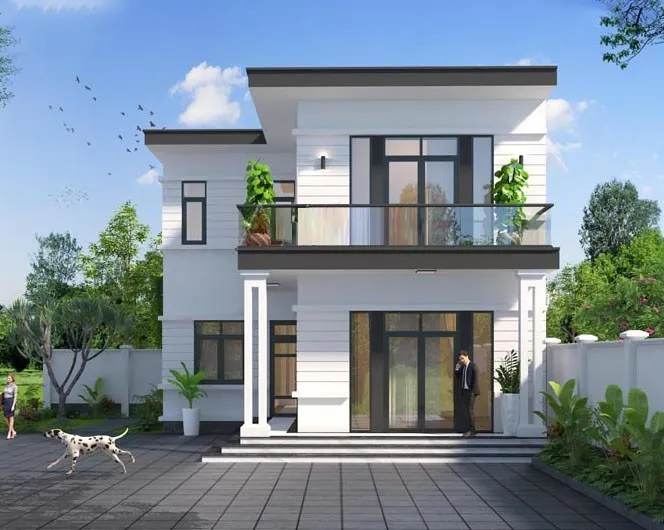 5 mẫu nhà 2 tầng chữ l 100m2 mái bằng đẹp được lựa chọn nhiều