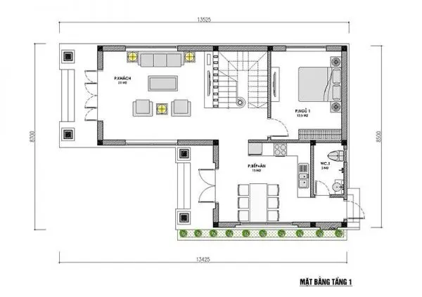 5 mẫu nhà chữ l 2 tầng 80m2 mái thái đẹp hot nhất 2024