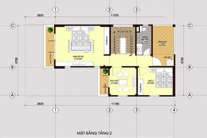 5 mẫu nhà chữ l 2 tầng 80m2 mái thái đẹp hot nhất 2024