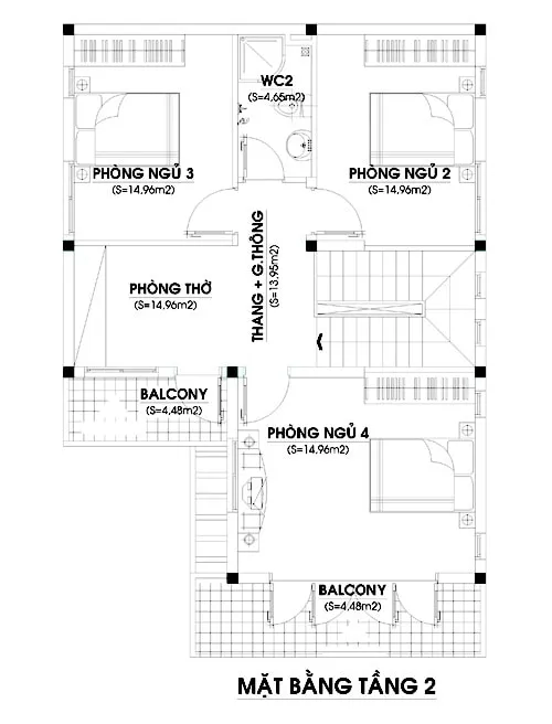 6 mẫu nhà 2 tầng 4 phòng ngủ 80m2 đẹp không nên bỏ qua