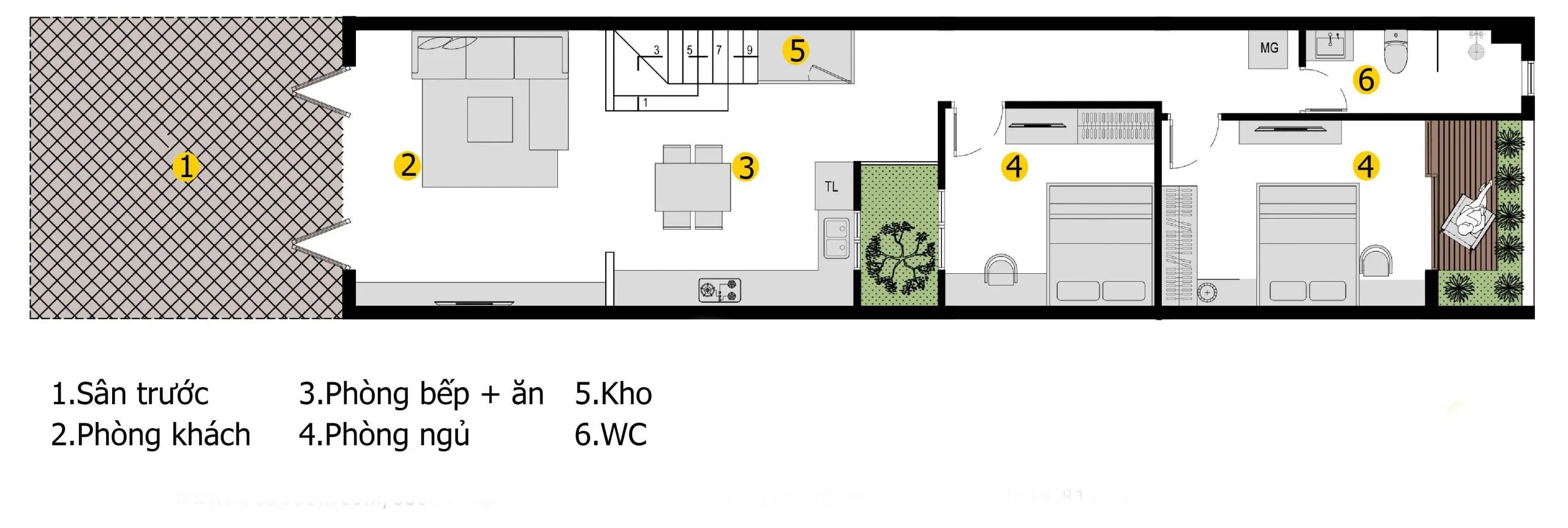 6 mẫu nhà cấp 4 7x15m mái bằng đơn giản nhưng vẫn hút mắt người xem