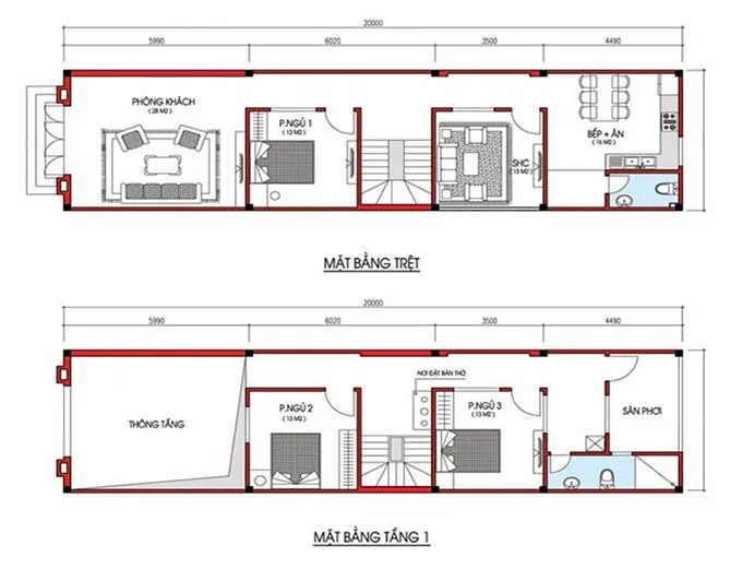 6 mẫu nhà ống 2 tầng 4x20m 2021 hot có mặt bằng chi tiết công năng