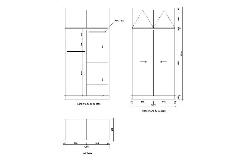 Bật mí các loại bản vẽ tủ quần áo đẹp tiện nghi hết cỡ