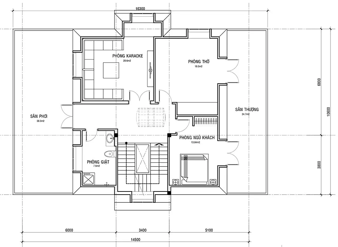 Biệt thự tân cổ điển 3 tầng đẹp 5 phòng ngủ