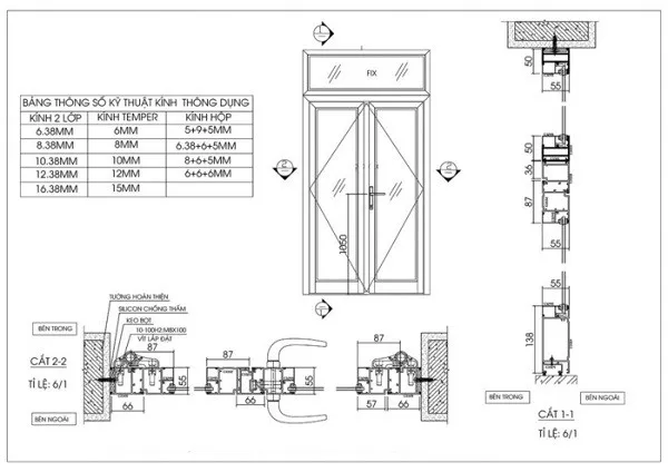 Cách đọc bản vẽ cửa nhôm kính Xingfa file CAD chi tiết nhất