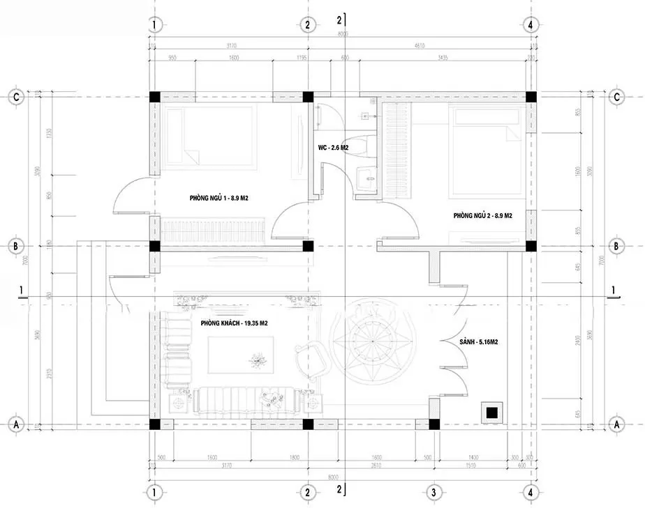 Đón xem 5 mẫu nhà cấp 4 60m2 2 phòng ngủ nhỏ đẹp đơn giản