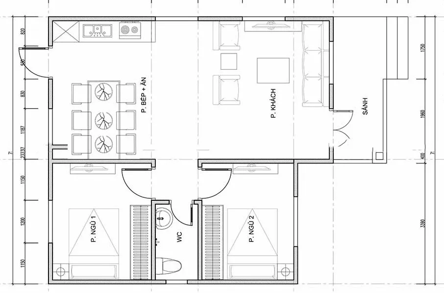 Đón xem 5 mẫu nhà cấp 4 60m2 2 phòng ngủ nhỏ đẹp đơn giản