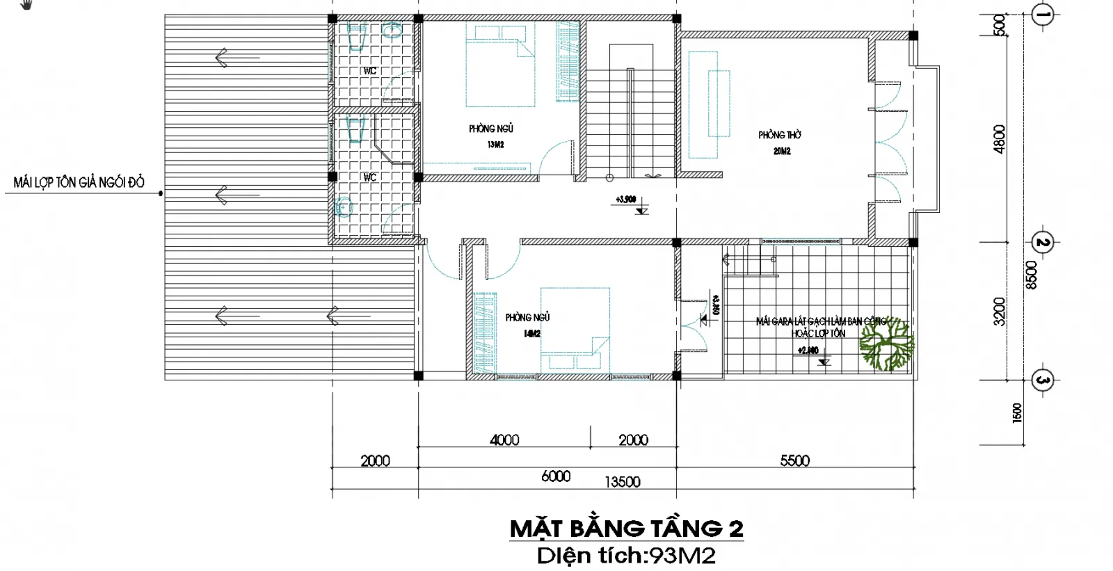 Free 3 mẫu nhà 2 tầng mặt tiền 8m có bản vẽ công năng đầy đủ