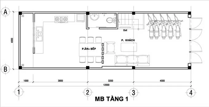 Gợi ý thiết kế mẫu nhà 3 tầng 1 tum full bản vẽ