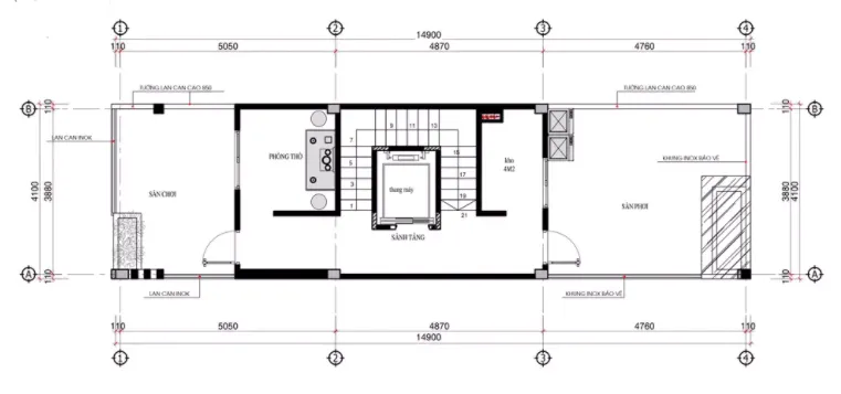 Gợi ý thiết kế mẫu nhà 3 tầng 1 tum full bản vẽ