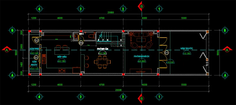 Khám phá bản vẽ nhà ống 3 tầng 5x20m hiện đại tại Thái Nguyên