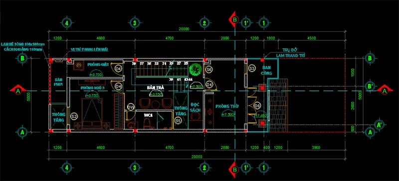 Khám phá bản vẽ nhà ống 3 tầng 5x20m hiện đại tại Thái Nguyên