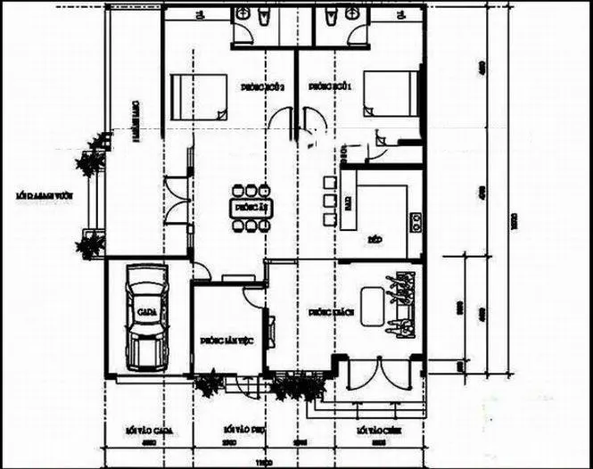 Mẫu biệt thự 1 tầng mái thái có sân vườn đẹp tại Hải Dương