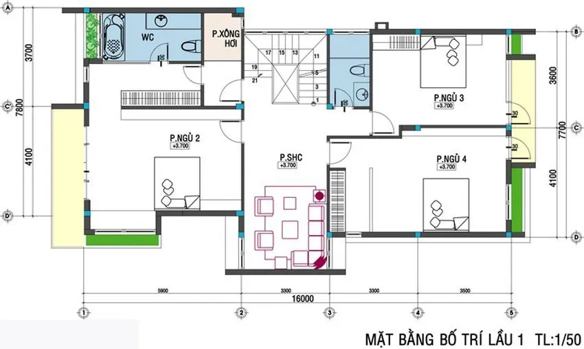 Mẫu biệt thự mini 2 tầng mái bằng 4 phòng ngủ