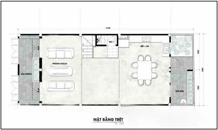 Mẫu nhà 2 tầng 1 tum 6x17m đẹp hiện đại và hài hòa thiên nhiên