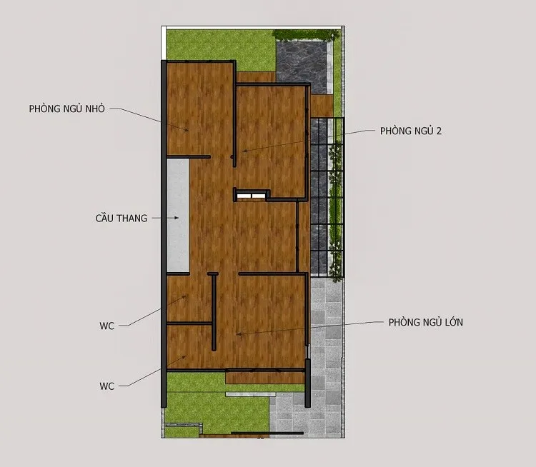 Mẫu nhà 2 tầng 6x17m 3 phòng ngủ thiết kế mở sang trọng