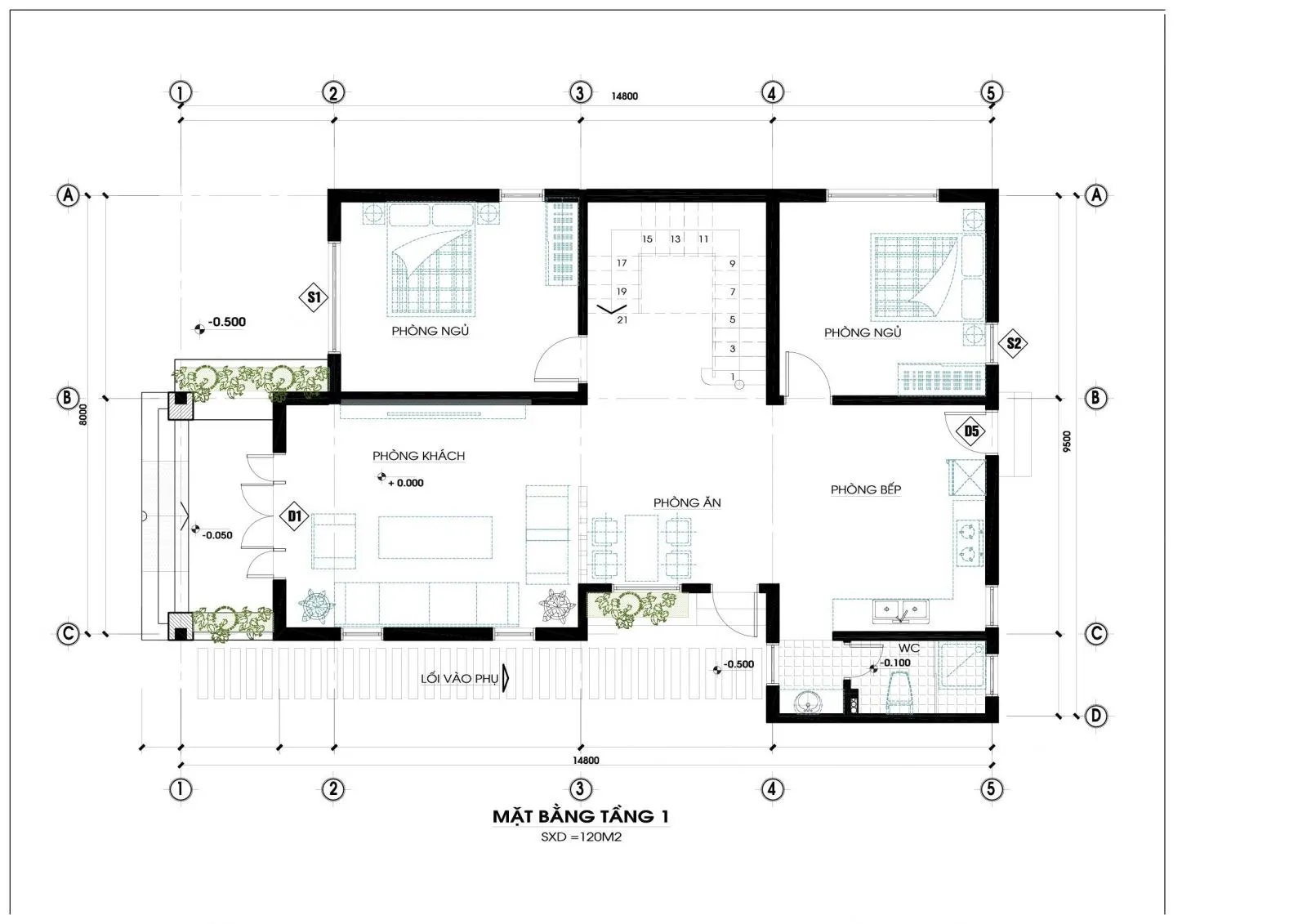 Mẫu nhà 2 tầng mái thái nông thôn 110m2 4 phòng ngủ