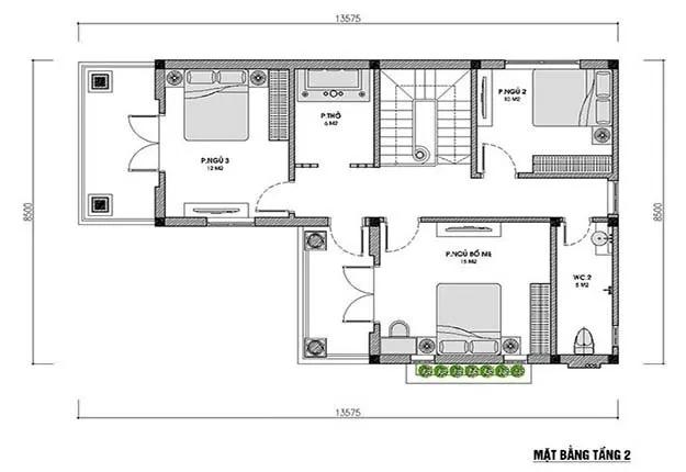 Mẫu nhà 2 tầng nông thôn hiện đại diện tích 110m2