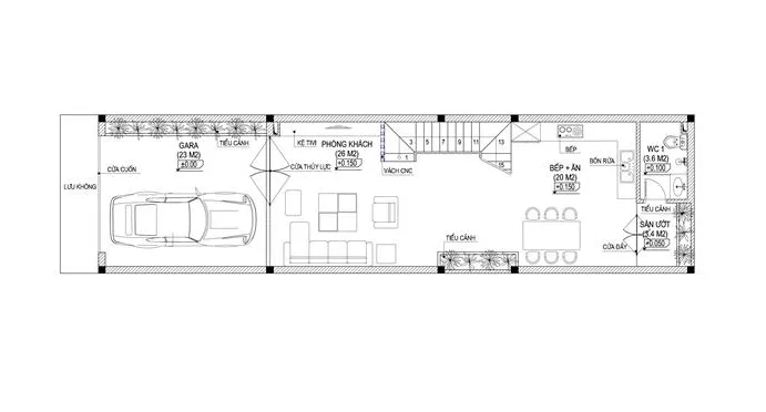 Mẫu nhà 3 tầng 5×15 với mặt tiền độc đáo tại Quảng Ninh