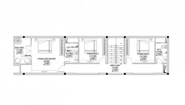 Mẫu nhà 3 tầng 5×15 với mặt tiền độc đáo tại Quảng Ninh