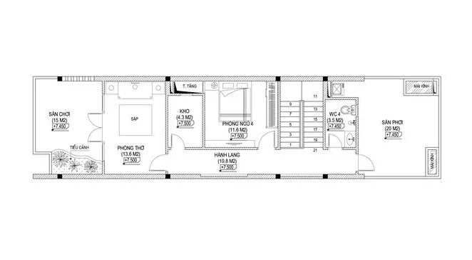 Mẫu nhà 3 tầng 5×15 với mặt tiền độc đáo tại Quảng Ninh