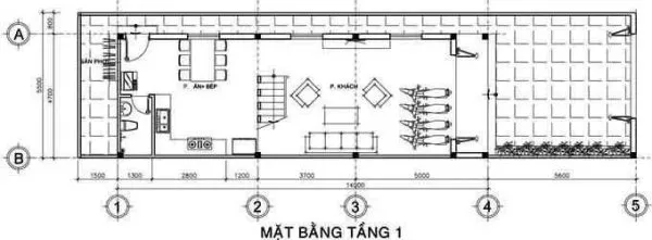 Mẫu nhà 3 tầng 5x15m hiện đại 3 phòng ngủ có phòng sinh hoạt chung