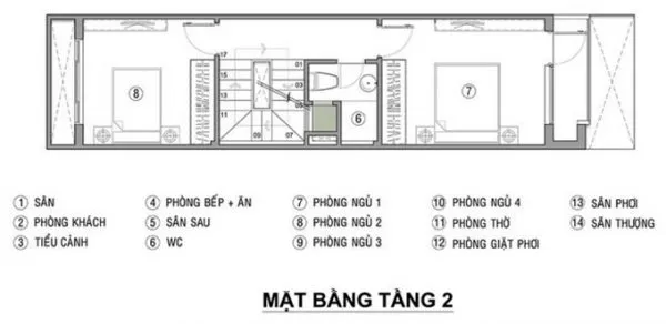 Mẫu nhà 4 tầng mặt tiền 4m 4 phòng ngủ 1 phòng thờ