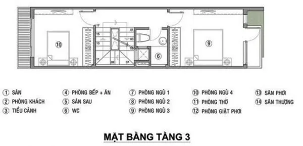 Mẫu nhà 4 tầng mặt tiền 4m 4 phòng ngủ 1 phòng thờ