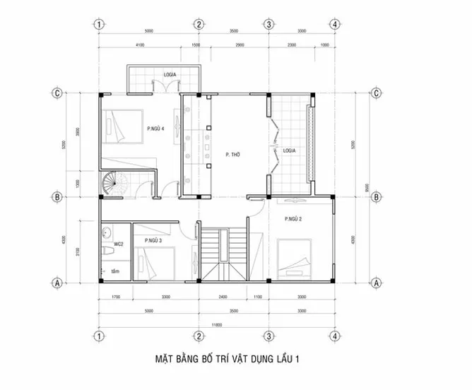 Mẫu nhà biệt thự 2 tầng tân cổ điển mini 4 phòng ngủ 1 phòng thờ