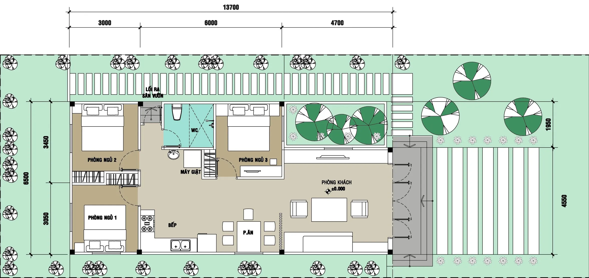 Mẫu nhà cấp 4 đẹp 100m2 3 phòng ngủ