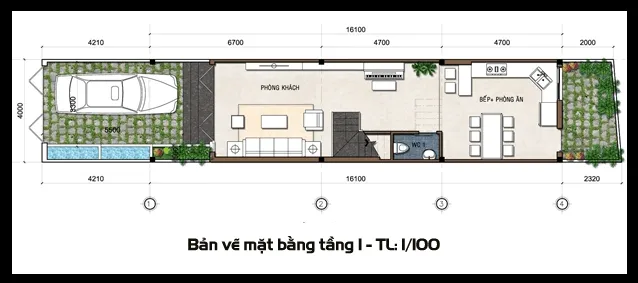 Mẫu nhà ống 2 tầng 1 tum 3 phòng ngủ hai mặt tiền đẹp