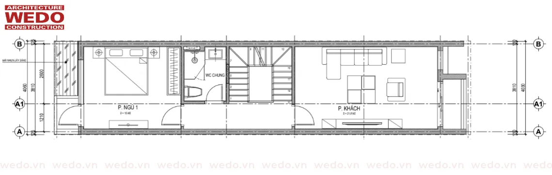 Mẫu nhà ống 3 tầng 1 tum hiện đại của anh Ngọc ở Long Biên – WEDO