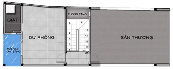 Mẫu nhà ống 4 tầng có gác lửng hiện đại và khoa học