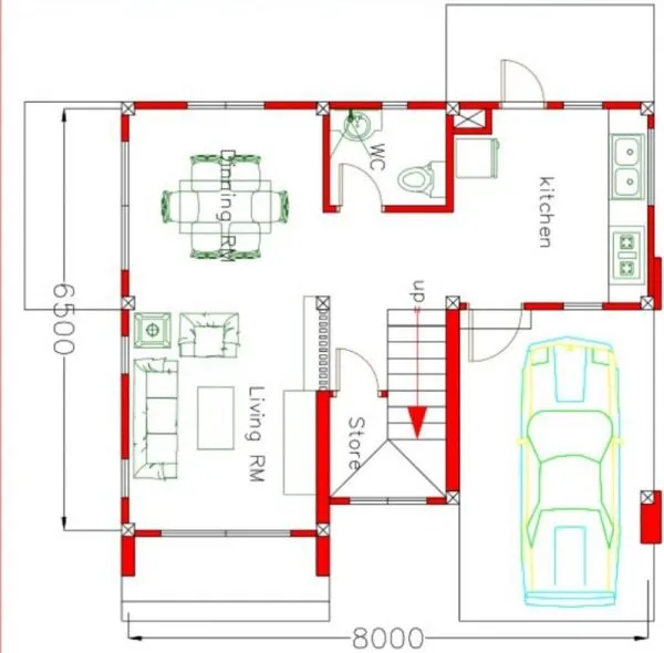 Mẫu thiết kế nhà 2 tầng 8×6.5m đẹp, gần gũi với thiên nhiên