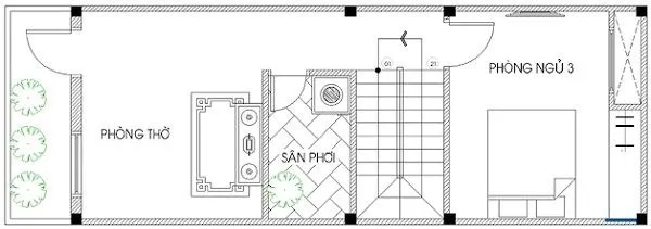 Mẫu thiết kế nhà 3 tầng 5x14m 3 phòng ngủ tại Vĩnh Yên