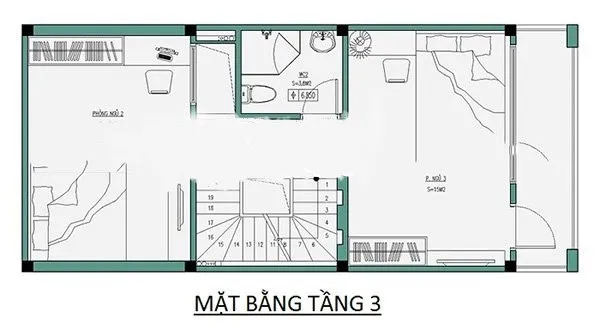 Mẫu thiết kế nhà 4 tầng 5x10m 3 phòng ngủ 1 phòng thờ