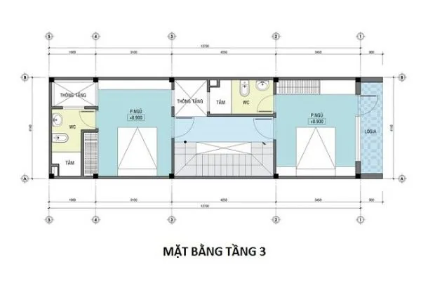 Mẫu thiết kế nhà 4 tầng 5×12 có gác lửng