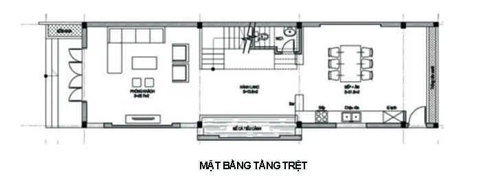 Mẫu thiết kế nhà ống 3 tầng 5x20m 900 triệu tại Trung Kính