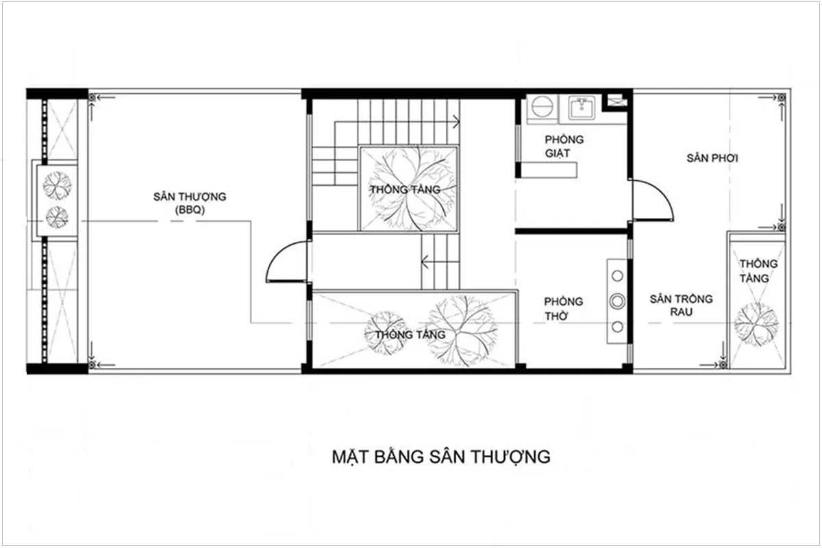 Mẫu thiết kế nhà ống có giếng trời diện tích 5x20m đẹp sang