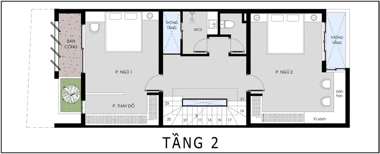 Mẫu thiết kế nhà phố 6x10m 3 tầng cho vợ chồng trẻ