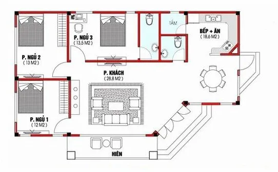 Mê mẩn kiểu nhà cấp 4 có 3 phòng ngủ 1 phòng thờ truyền thống