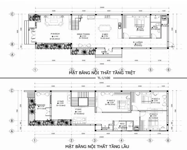 Sức hút tuyệt vời của 5 mẫu nhà ống 2 tầng 7x20m đẹp ấn tượng